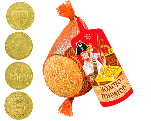 Медали Авоська Золото Пиратов 50г Для детских подарков