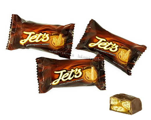 Конфеты JETS (Джетс) кусочки печенья и мягкая карамель 500г ВК290