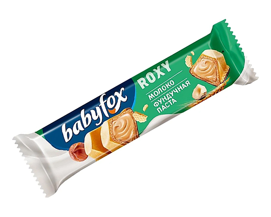 Батончики BabyFox Roxy (Рокси. молоко и фундучная паста) 18г/24шт  рвк422