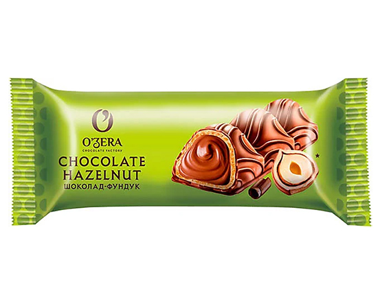 Батончики Chocolate Hazelnut (Шоколат Хазелнат) молочно-ореховая начинка 23г/24шт Ozera рвк420