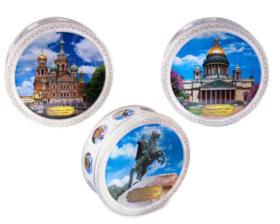 Печенье сувенирное в жест.банке Санкт-Петербург  150г (сдобное со сливочным маслом)