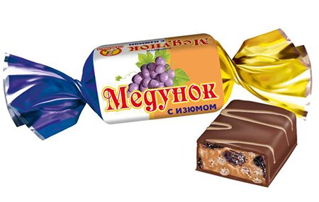 Конфеты шоколадные Медунок с изюмом 1. КО Славянка