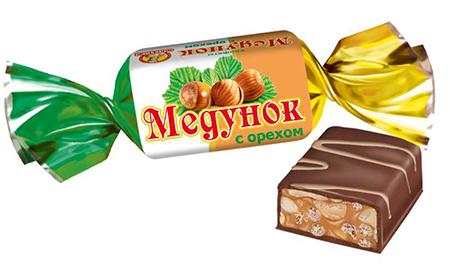 Конфеты шоколадные Медунок с орехом 1. КО Славянка