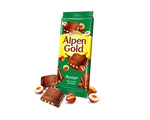 Шоколад Alpen Gold молочный с фундуком 90гр